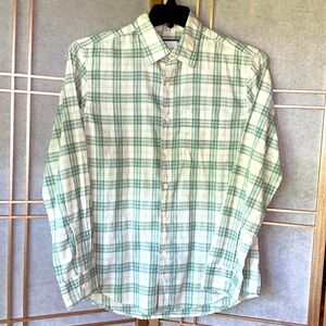 AE Super Soft Plaid Everyday Shirt, green & cream plaid, men’s size small
